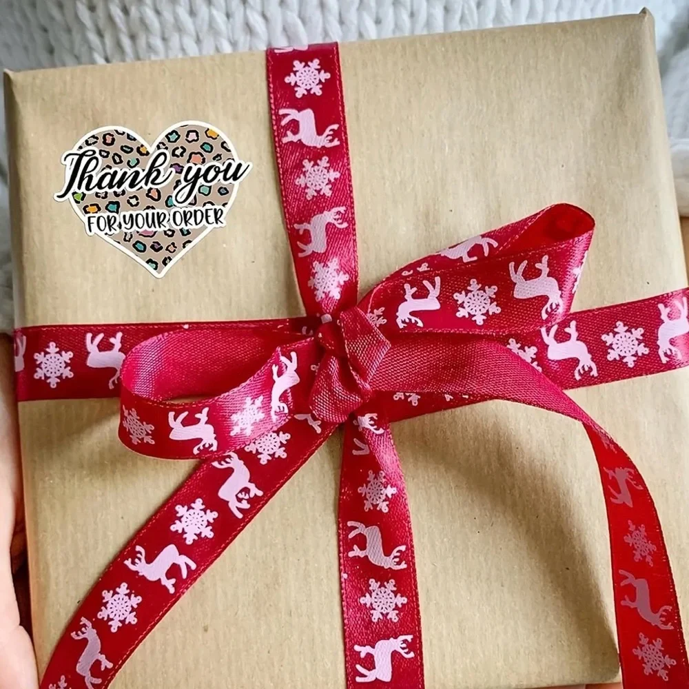 Leopards Heart ♥️ 500 Roll of Thank You Stickers 1.8” x 1.8” - Picture 6 of 7